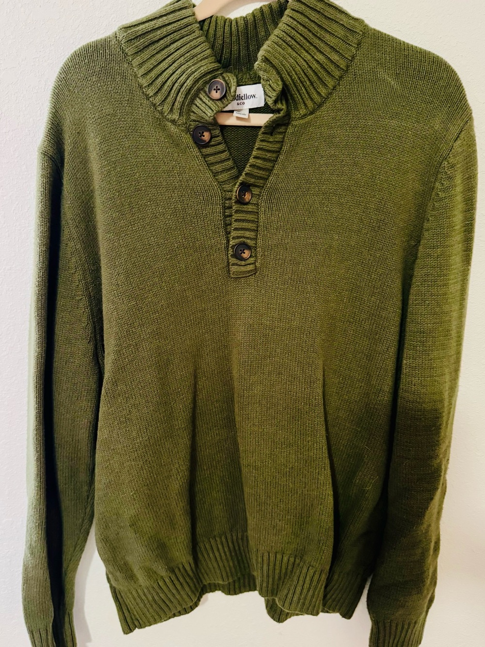 Goodfellow & Co Olive Green V-Neck Button Pullover Sweater Size XL